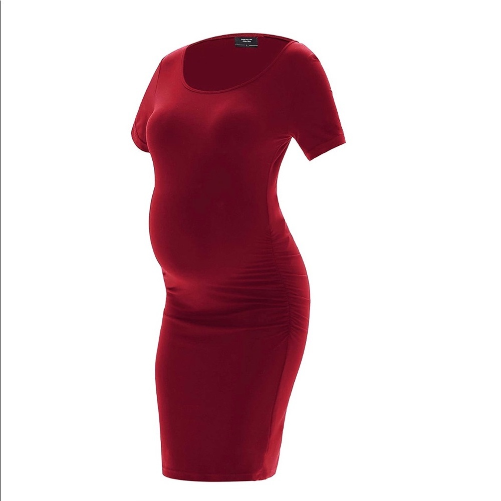 Maternity bodycon dress super expandable comfy red
